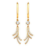 Drop Earrings with White CZ in 14K Gold