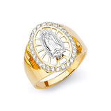 White CZ Guadalupe Mens Ring in 14K Two-Tone Gold
