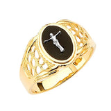 Onyx Jesucristo Mens Ring in 14K Two-Tone Gold