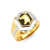 Onyx Horse Mens Ring in 14K Two-Tone Gold