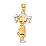 Girls Pendant in 14K Two-Tone Gold