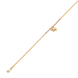 Adjustable 9"-10" Elephant Charm Anklet in 14K Tri-Color Gold