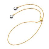 Adjustable 9"-10" Heart Link Anklet in 14K Two-Tone Gold