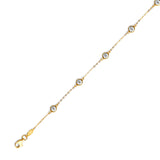 Adjustable 9"-10" White CZ Link Anklet in 14K Gold