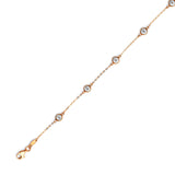 Adjustable 9"-10" White CZ Link Anklet in 14K Rose Gold