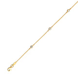 Adjustable 9"-10" White CZ Link Anklet in 14K Gold