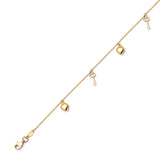 Adjustable 9"-10" Heart Charm Anklet in 14K Gold