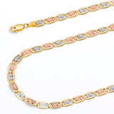 Solid Valentino Chain in 14K Tri-Color Gold