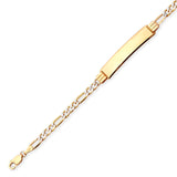 Figaro Unisex ID Bracelet In 14K Two-Tone Gold