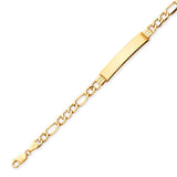 Figaro Unisex ID Bracelet In 14K Gold