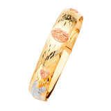 Adjustable 7"-8" Guadalupe Ladies Bangle in 14K Tri-Color Gold