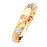 Adjustable 7"-8" Guadalupe Ladies Bangle in 14K Tri-Color Gold