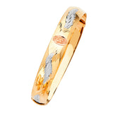 Adjustable 7"-8" Guadalupe Ladies Bangle in 14K Tri-Color Gold