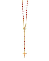 18'' Crucifix Five-Decade Rosary Necklace in 14K Tri-Color Gold