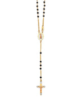 18'' Crucifix Five-Decade Rosary Necklace in 14K Tri-Color Gold