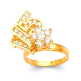 White CZ Motion Ladies Ring in 14K Gold