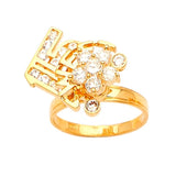 White CZ Motion Ladies Ring in 14K Gold