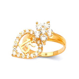 White CZ Motion Ladies Ring in 14K Gold