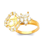 White CZ Motion Ladies Ring in 14K Gold