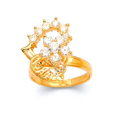 White CZ Motion Ladies Ring in 14K Gold