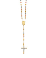 20'' Crucifix Five-Decade Rosary Necklace in 14K Tri-Color Gold