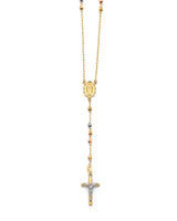24'' Crucifix Five-Decade Rosary Necklace in 14K Tri-Color Gold