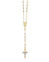 24'' Crucifix Five-Decade Rosary Necklace in 14K Tri-Color Gold