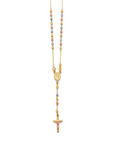 18'' Crucifix Five-Decade Rosary Necklace in 14K Tri-Color Gold