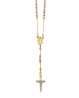 18'' Crucifix Five-Decade Rosary Necklace in 14K Tri-Color Gold