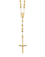 26'' Crucifix Five-Decade Rosary Necklace in 14K Gold