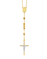 26'' Crucifix Five-Decade Rosary Necklace in 14K Two-Tone Gold