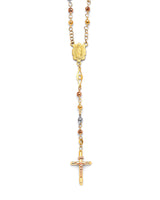 24'' Crucifix Five-Decade Rosary Necklace in 14K Tri-Color Gold