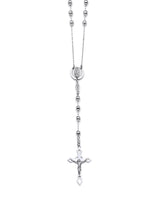26'' Crucifix Five-Decade Rosary Necklace in 14K White Gold