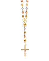 28'' Crucifix Five-Decade Rosary Necklace in 14K Tri-Color Gold