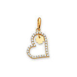 White CZ Heart Ladies Pendant in 14K Gold