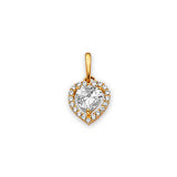 White CZ Heart Ladies Pendant in 14K Gold