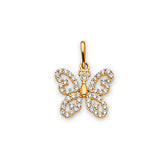 White CZ Butterfly Ladies Pendant in 14K Gold