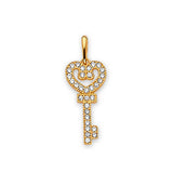 White CZ Key Ladies Pendant in 14K Gold