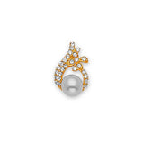 White CZ and Pearl Ladies Pendant in 14K Gold