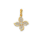 White CZ Flower Ladies Pendant in 14K Gold