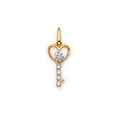 White CZ Key Ladies Pendant in 14K Gold