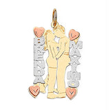 Heart Personalized Pendant in 14K Tri-Color Gold