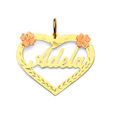 Flower Personalized Ladies Pendant in 14K Two-Tone Gold
