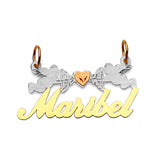 Cupid Personalized Ladies Pendant in 14K Tri-Color Gold