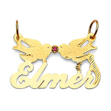 Red CZ Bird Personalized Ladies Pendant in 14K Gold