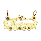 Multi-Color CZ Flower Personalized Pendant in 14K Gold