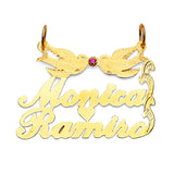 Red CZ Bird Personalized Ladies Pendant in 14K Gold