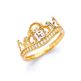 White CZ Tiara Ladies Ring in 14K Gold