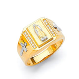 White CZ Guadalupe Mens Ring in 14K Two-Tone Gold