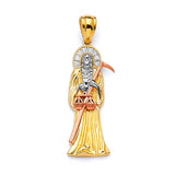 White CZ Saints Pendant in 14K Tri-Color Gold